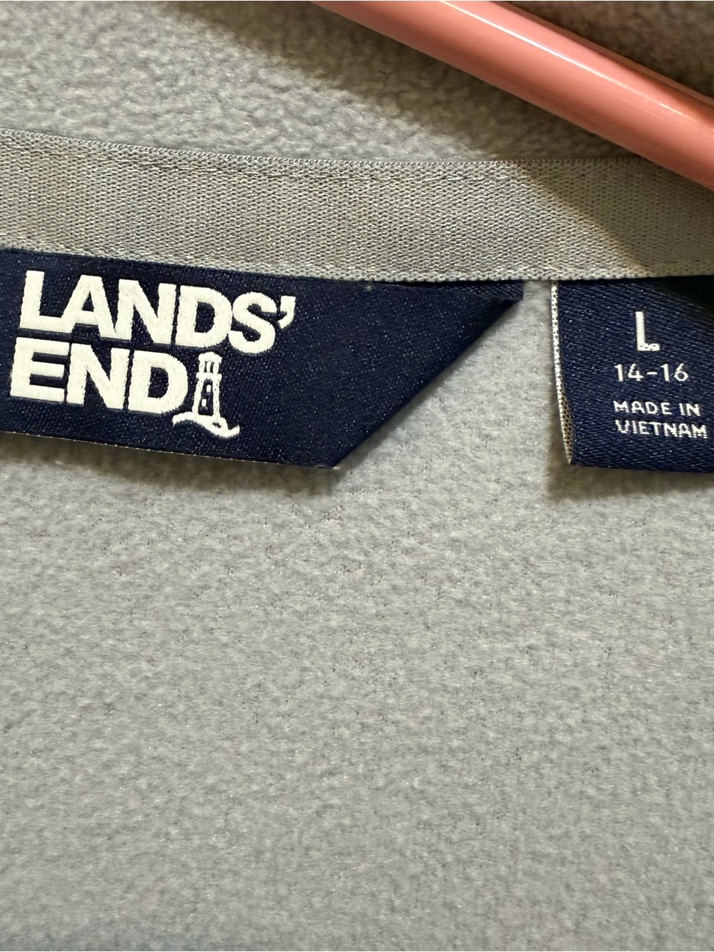 Lands' End Women's Light Gray Half-Zip Fleece Pullover - Picture 3 of 10